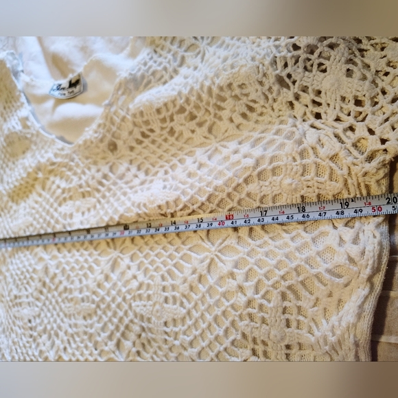 2 Pc:Crochet Vintage Maxi Skirt: St. John Bay Jeri Marque Knit Sweater, White,M - Picture 15 of 16